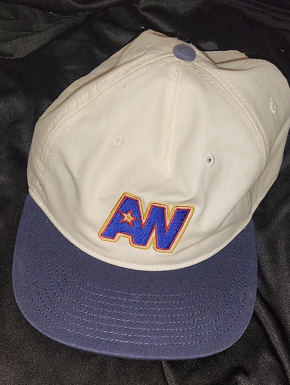 Embroidered Two-Tone Baseball Cap - Cream & Navy